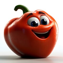 3d cartoon, tomato on a clean and clear white background