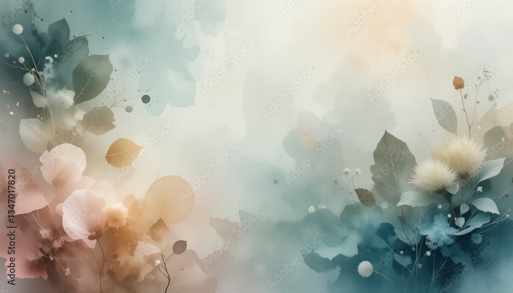 Poster floral abstract art displaying soft colors and delicate textures digital artwork nature-inspired env