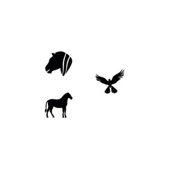 Black silhouette animal vector set