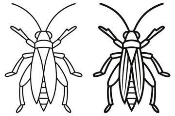 Cricket Outlines for Coloring and Design Two Black and White Insect Drawings for Educational or Creative Projects