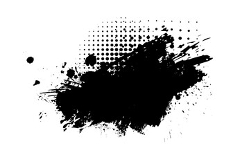 Splatter Paint Texture . Black Spray Blot of Ink. Place illustration Over any Object to Create Grungy Effect . hand drawn. Not AI, Vector