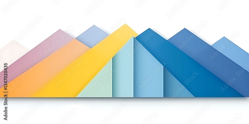 Poster abstract colorful overlapping triangles arranged in a creative composition