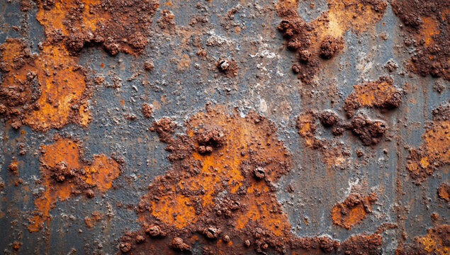 Rusty metal texture background with rust spots and stains.
