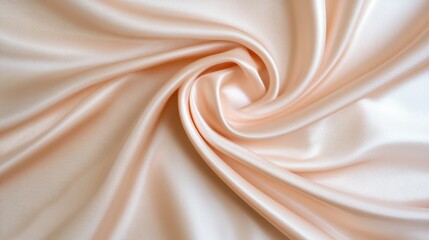 A luxurious close-up of champagne-colored satin fabric with soft folds and a smooth, silky texture. The gentle draping and shimmering light reflections create a refined and sophisticated aesthetic, 