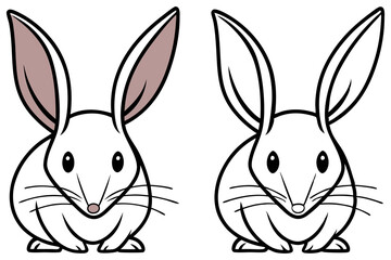 Two Cartoon Rabbits with Long Ears, Illustration, Animals, Isolated on White, Simple Design for Kids, Easter Theme