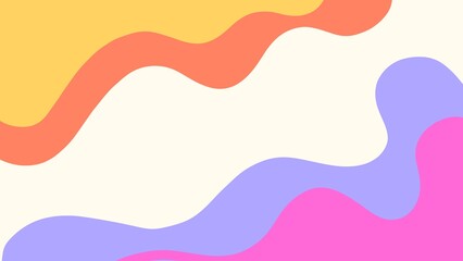 Hand-drawn abstract background of bright colorful cute waves
