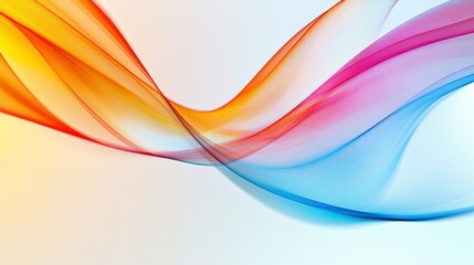 A modern abstract illustration featuring fluid waves of blue and orange hues blending seamlessly against a light background. The elegant motion of transparent curves symbolizes balance, energy,