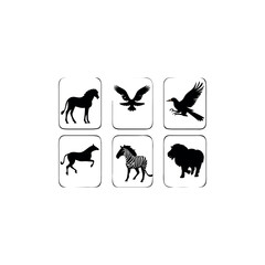 Black silhouette animal vector set