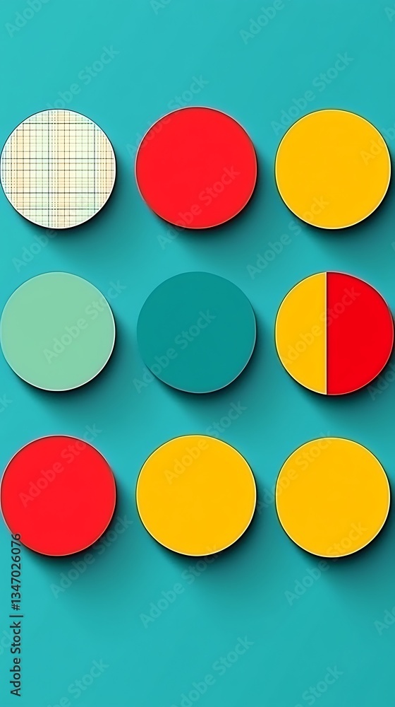 Poster colorful circles with creative patterns on a teal background design