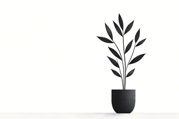Minimalist Black Plant for White Background. (1)