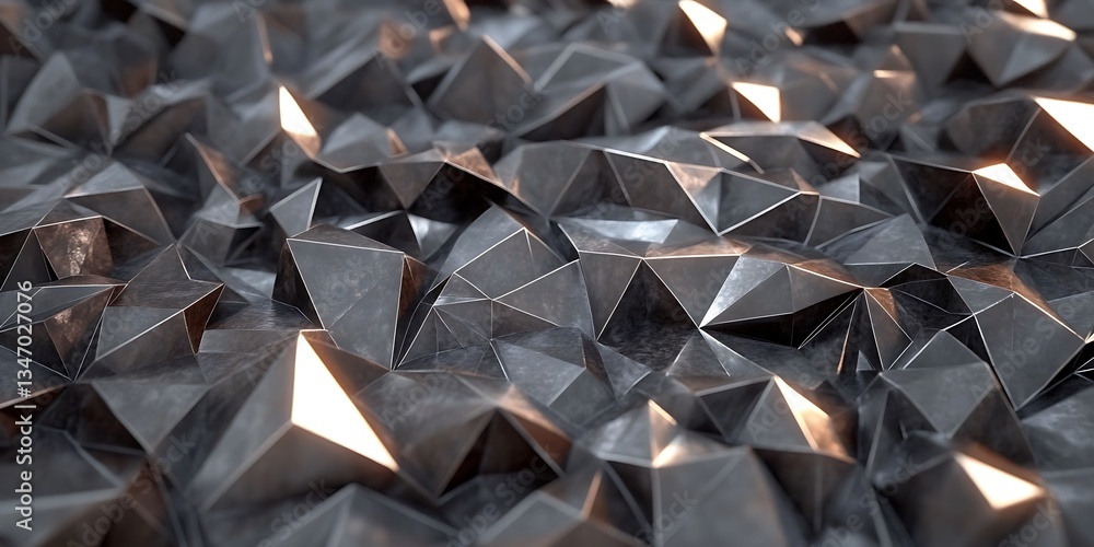 Poster dark polygonal surface abstract background with sharp facets and highlights