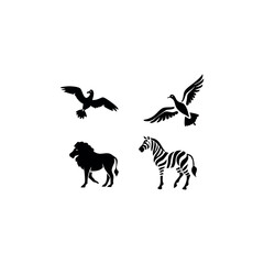 Black silhouette animal vector set