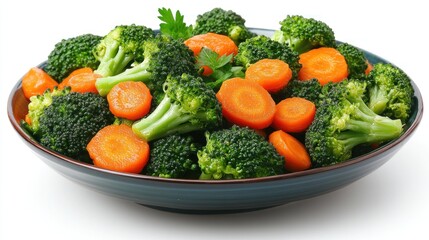 Steamed broccoli and carrots in a bowl (1)