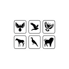 Black silhouette animal vector set
