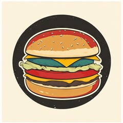A circular burger logo
