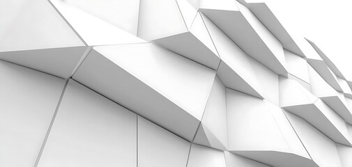 Geometric Facade White Architectural Wall with Angular Projections Design