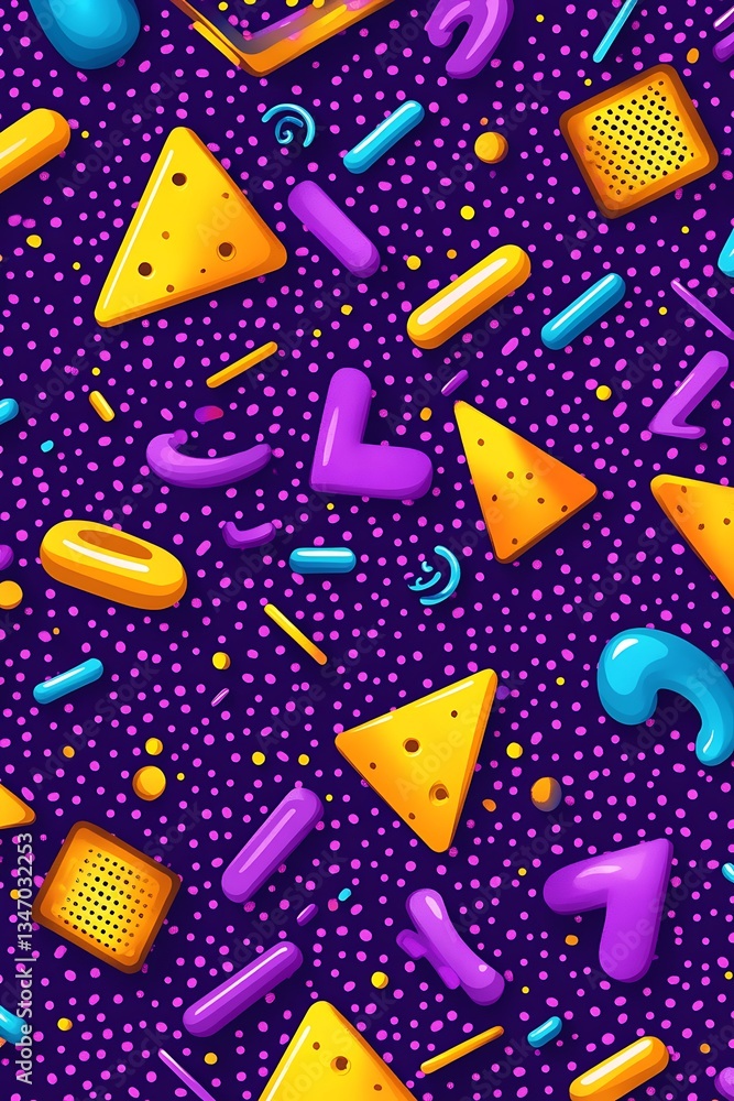 Poster retro 80s and 90s style geometric pattern with vibrant graphics