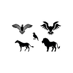 Black silhouette animal vector set