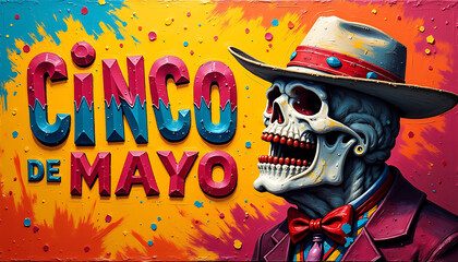 Colorful skeleton illustration celebrating Cinco de Mayo
