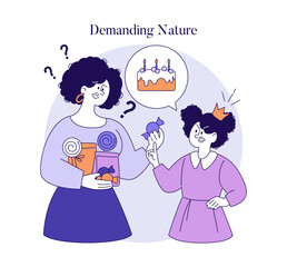 Permissive Parenting Style. Flat Vector Illustration