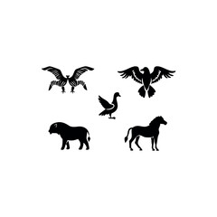 Black silhouette animal vector set