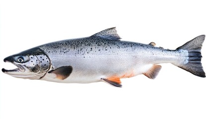 Obraz premium Isolated Silver Salmon Fish Swimming Freely Ready for Cooking Preparation