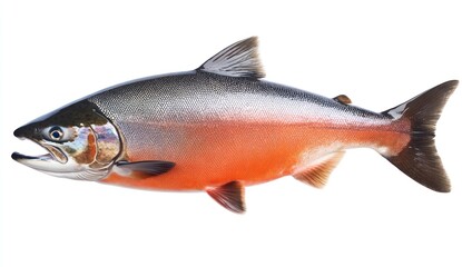 Obraz premium Isolated Sockeye Salmon Swimming Freshwater Fish Seafood Still Life Studio Shot