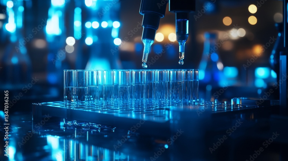 Aufkleber automated pipette system dripping liquid into test
