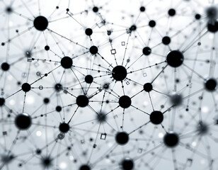 Abstract Geometric Network with Connected Dots and Lines in White Background

