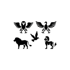 Black silhouette animal vector set