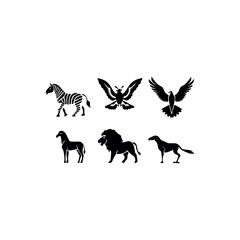 Black silhouette animal vector set