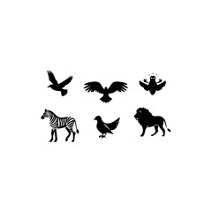 Black silhouette animal vector set