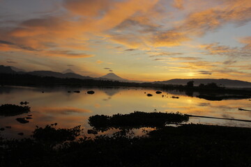 sunset over the river