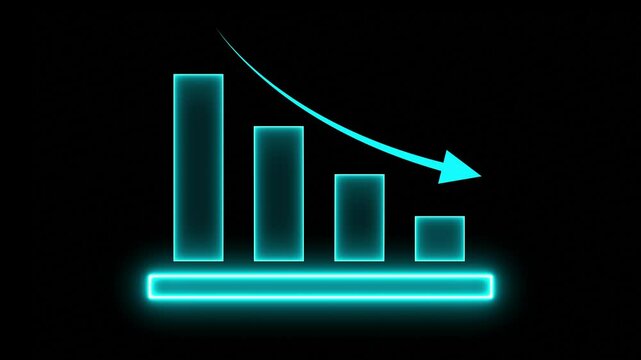Animated down graph icon designed business or finance concept icon. business loss graph show chart.