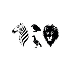 Black silhouette animal vector set