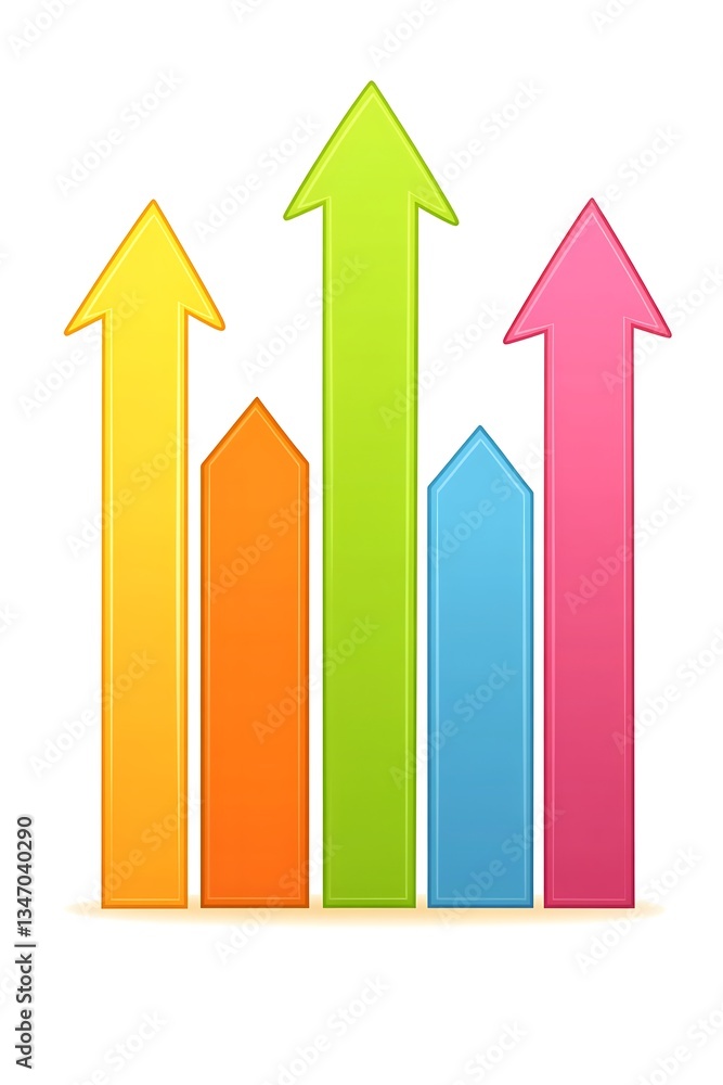 Poster vibrant arrow graph representing performance growth and success metrics