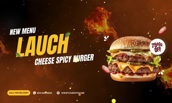 Modern New Cheese Spicy Burger Billboard 4k video prestation