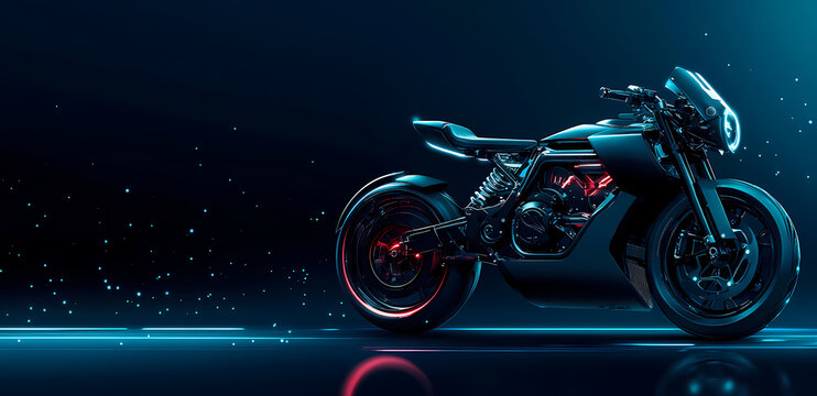 Futuristic Motorcycle: A sleek, modern motorcycle design, boasting clean lines and a captivating aesthetic, set against a dark, atmospheric background, symbolizing speed and innovation.