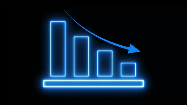 Animated down graph icon designed business or finance concept icon. business loss graph show chart.