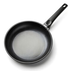 A sleek black frying pan awaits culinary creativity, ready for delicious adventures in the kitchen, showcasing its non-stick surface and ergonomic handle.