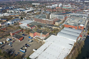 Hamburg Bergedorf . Baugebiet Stuhlrohrquartier südlich Bergedorfer Tor und östlich Schleusengraben am Sander Damm und der Stuhlrohrstraße aus der Luft.