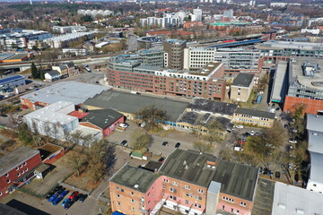 Hamburg Bergedorf . Baugebiet Stuhlrohrquartier südlich Bergedorfer Tor und östlich Schleusengraben am Sander Damm und der Stuhlrohrstraße aus der Luft.