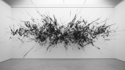 Abstract Ink Explosion on Gallery Wall