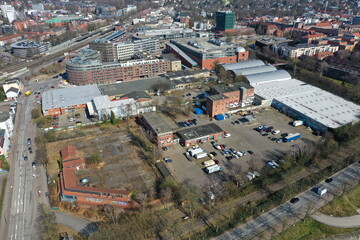 Hamburg Bergedorf . Baugebiet Stuhlrohrquartier südlich Bergedorfer Tor und östlich Schleusengraben am Sander Damm und der Stuhlrohrstraße aus der Luft.