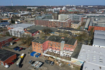 Hamburg Bergedorf . Baugebiet Stuhlrohrquartier südlich Bergedorfer Tor und östlich Schleusengraben am Sander Damm und der Stuhlrohrstraße aus der Luft.
