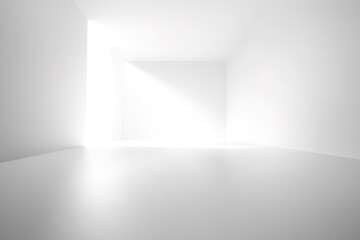 Minimalist White Room Interior Design Sunlight Through Corner Window