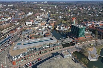 Hamburg Bergedorf, Innenstadt mit Bergedorfer Straße und Serrahn, City Center Bergedorf, CCB. Luftaufnahme