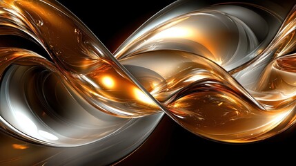 Abstract fluid forms in amber and silver