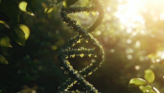 DNA helix formed by leaves in sunlight