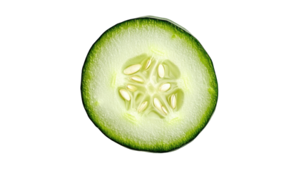 Fresh cucumber slice showing vibrant green skin and juicy interior.